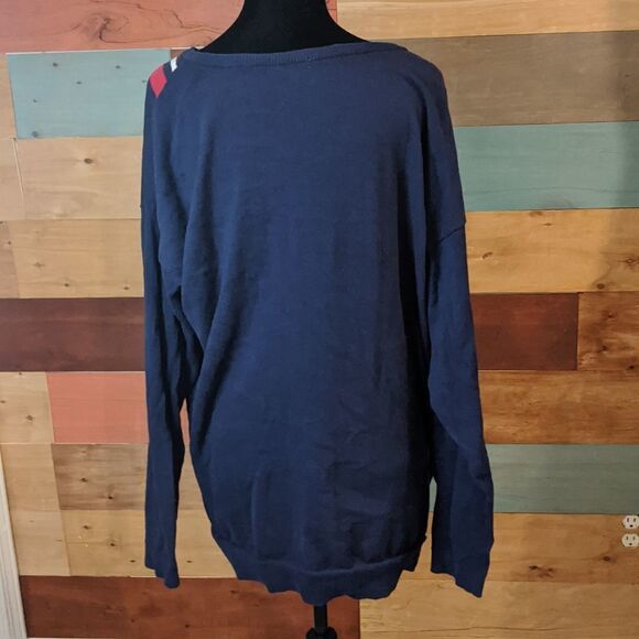 💜5/$25 xxl super soft navy blue red and white sweater just fab - Picture 2 of 3